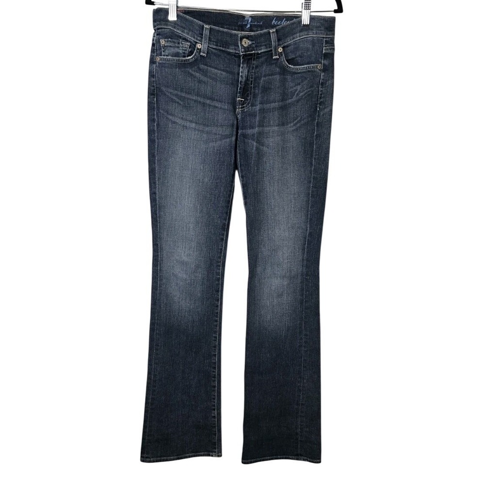 7 For All Mankind Womens Jeans 27 Distressed Blue Bootcut Low Rise Denim W36 L34